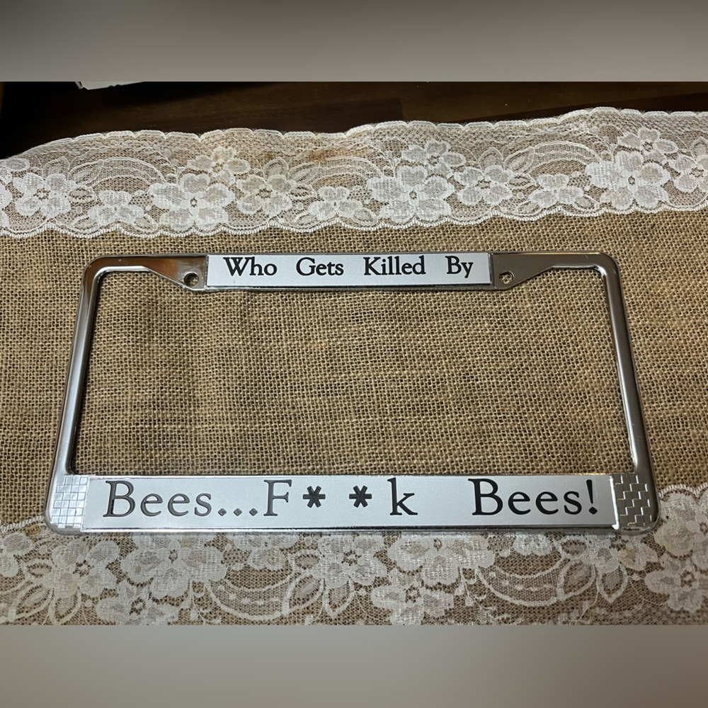 Silver License Plate Frame with Dane Cook quote